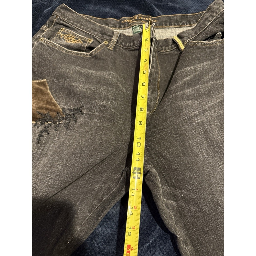 Lauren Jeans Co., Ralph Lauren Y2K Vintage Size 16 Black With Decorative Patches - Picture 14 of 16